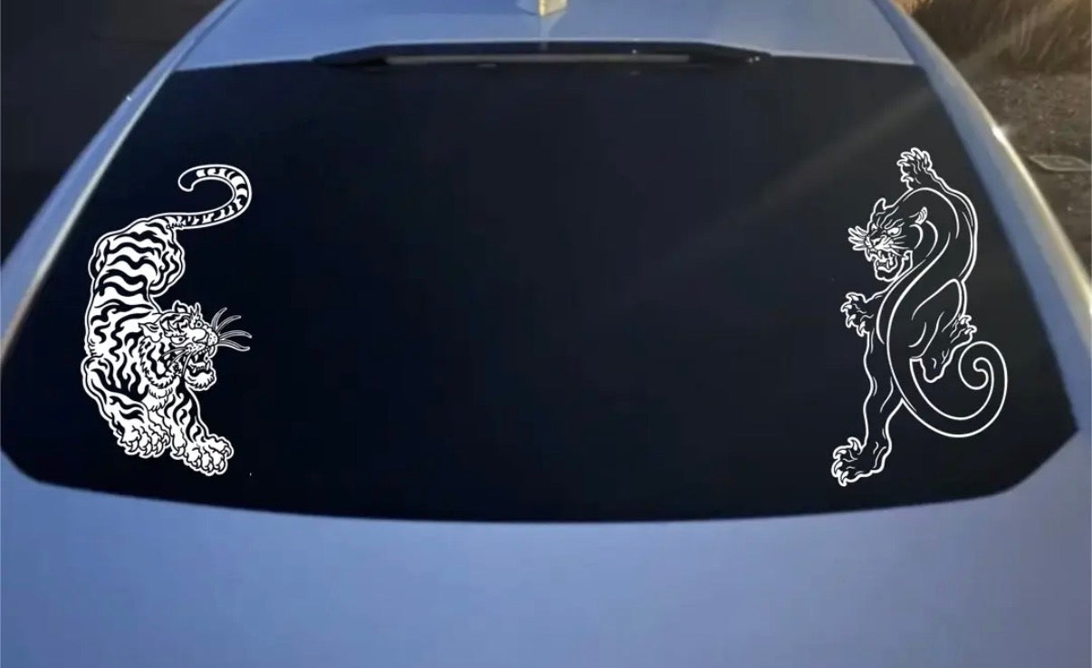 Tiger and Jaguar Decals 24 inch white