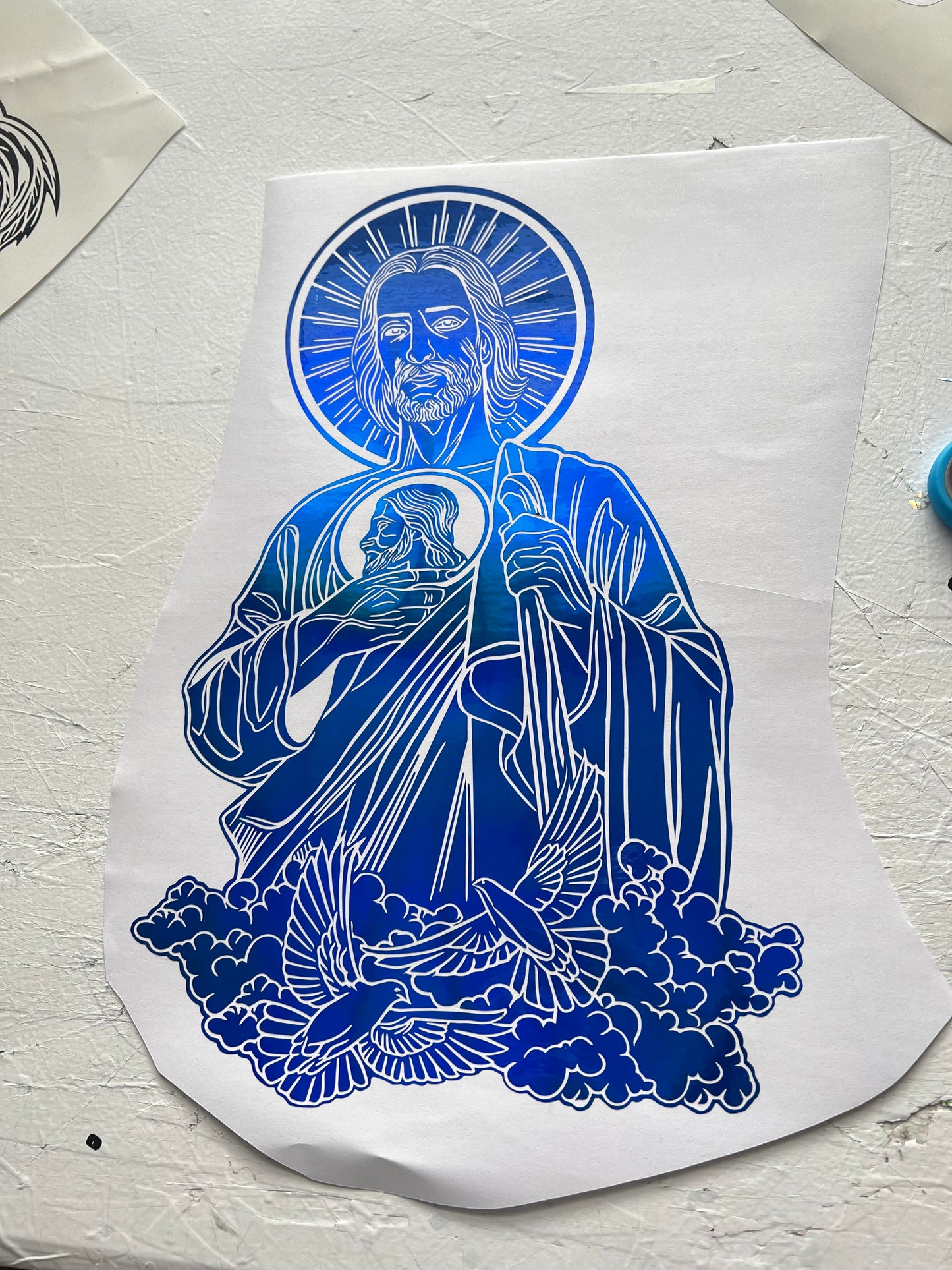 San Judas Tadeo Decal Sticker (For Dark Color Cars/Backgrounds)