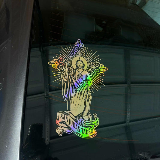 San Judas with praying hands Decal