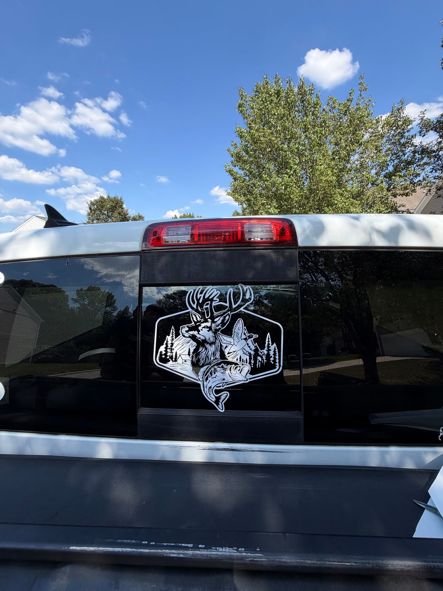 Hunting Scene Deer Duck Fish Window Decal | Hunting & Fishing Vinyl Sticker | Truck Rear Window Decal | Outdoor Wildlife Decal