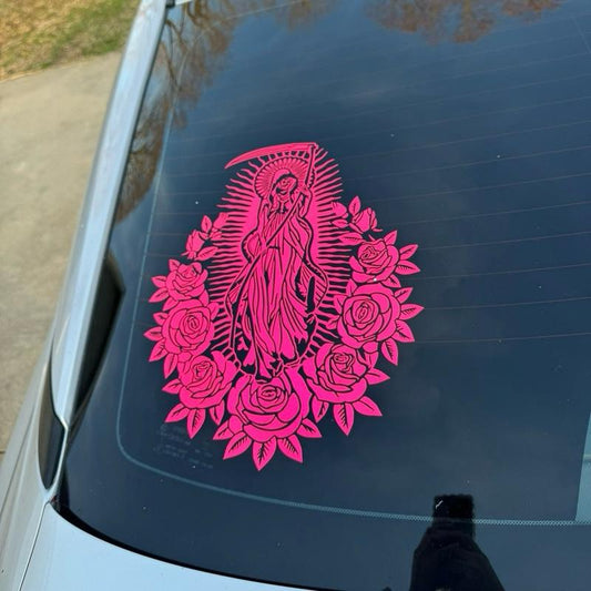Santa Muerte with Roses Decal