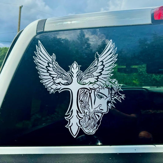 Jesus with Cross Decal