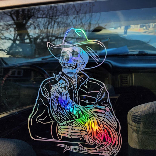 Skull With Rooster Decal