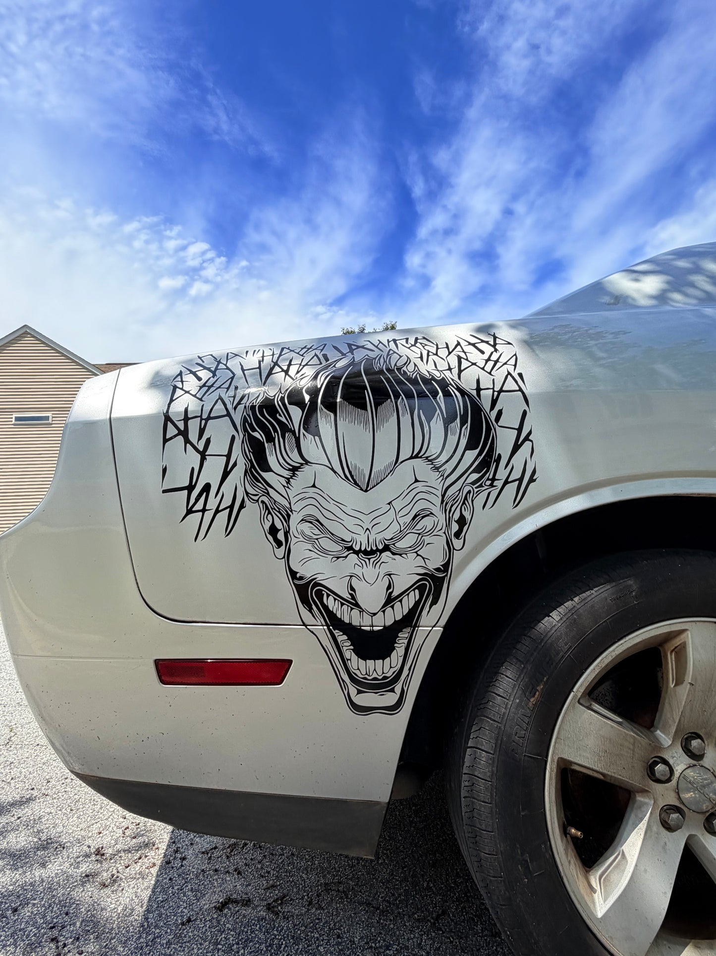 Joker Laughing Car Decal – Evil Joker Villain Vinyl Sticker – Comic Villain Truck Window Decal