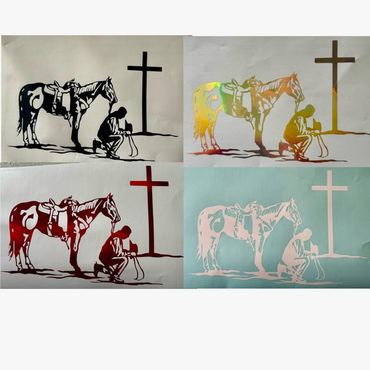 Horse With Praying Man Decal