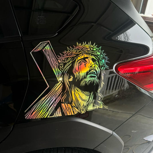 Jesus with Cross Decal