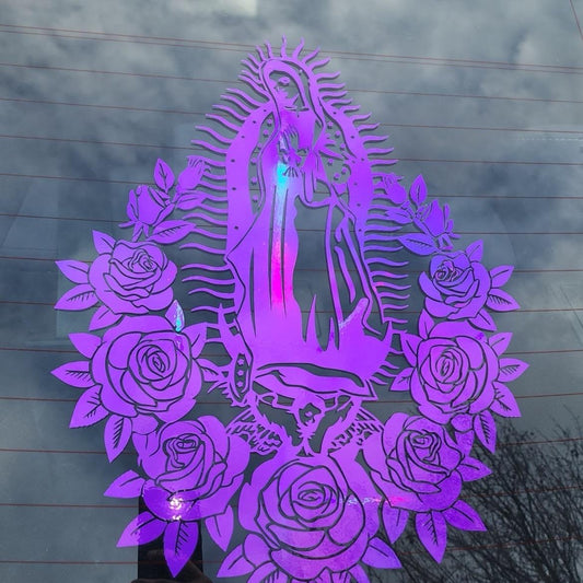 Virgen De Guadalupe with roses Decal