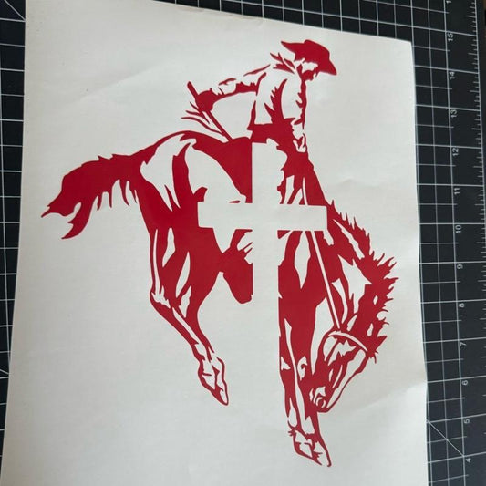 Religious Cowboy On Horse Decal