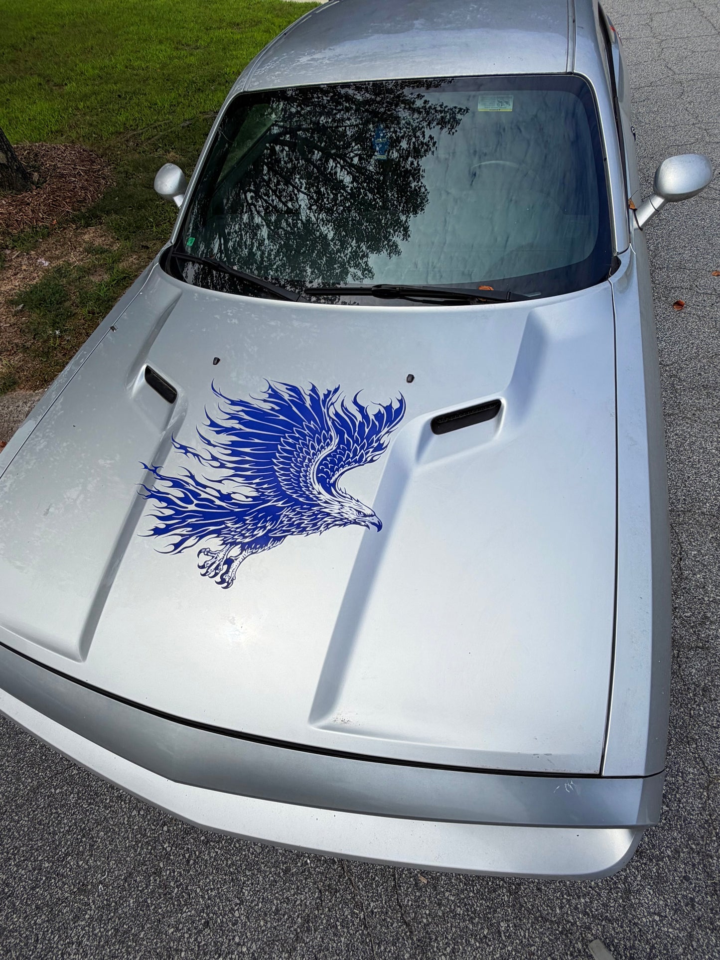 Flaming Eagle Car Decal – Aggressive Eagle Truck Window Vinyl Sticker – Patriotic Eagle Vehicle Decal
