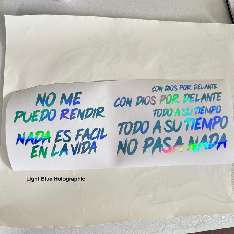 DECAL BUNDLE Dios Por Delante | No Me Puedo Rendir | Todo A Su Tiempo | Nada Es Facil En La Vida | Decals Car Stickers Trucks Calcomanías