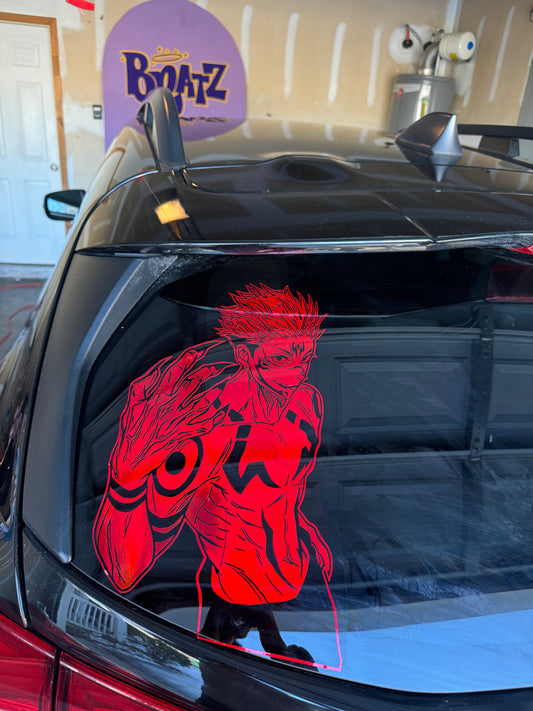 Sukuna design for Dark color cars Large Car Graphic Decal | Vinyl Car Truck Wall Decals | Stickers | Removable | SVG |Mothers day |Birthday Gift | Fathers Day Gift