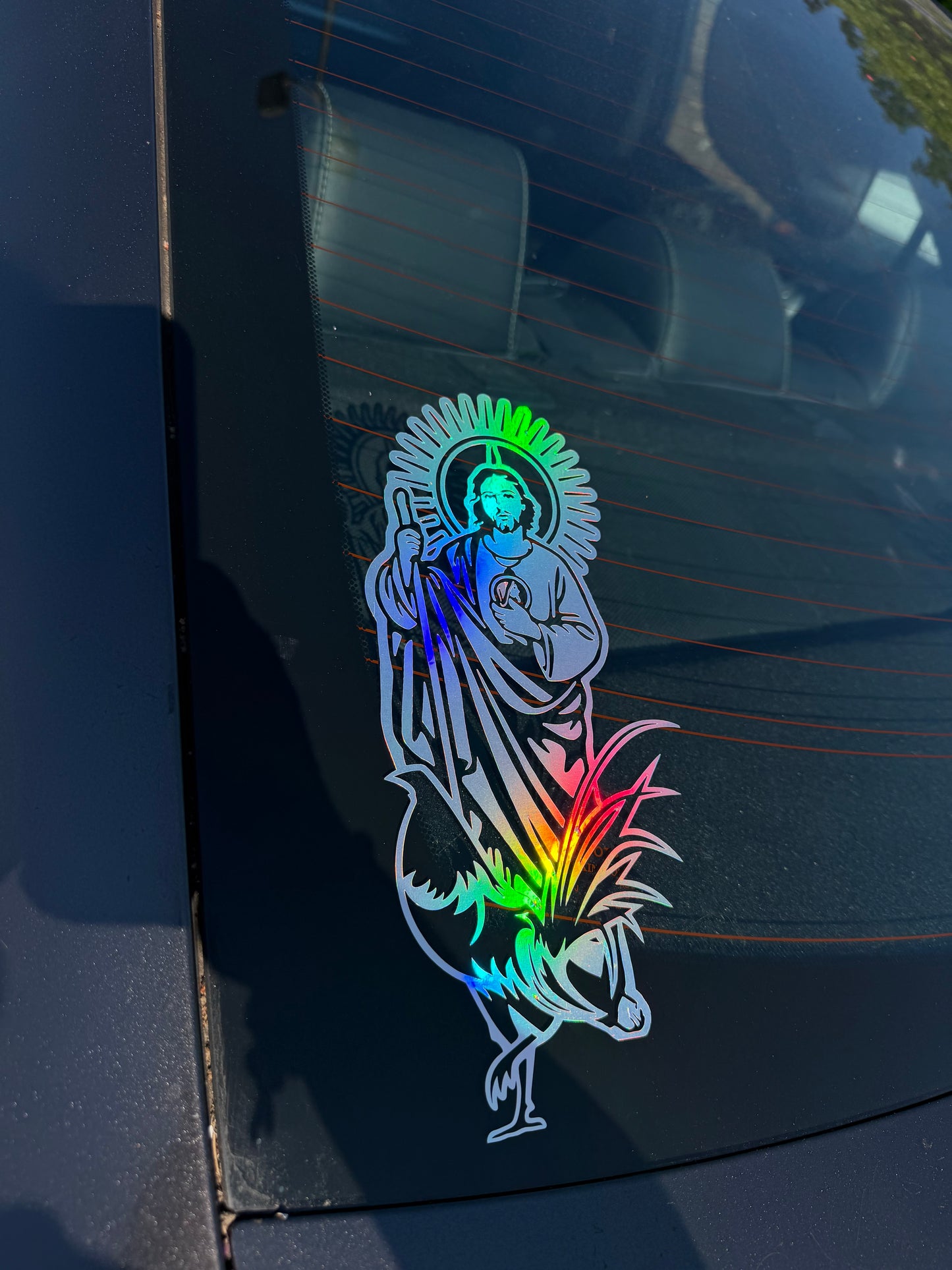 San Judas with Rooster Decal