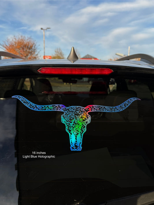 Leather tooled Longhorn Decal