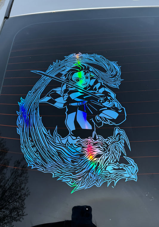 Tanjiro for Dark color cars Large Car Graphic Decal | Vinyl Car Truck Wall Decals | Stickers | Removable | SVG |Mothers day |Birthday Gift | Fathers Day Gift