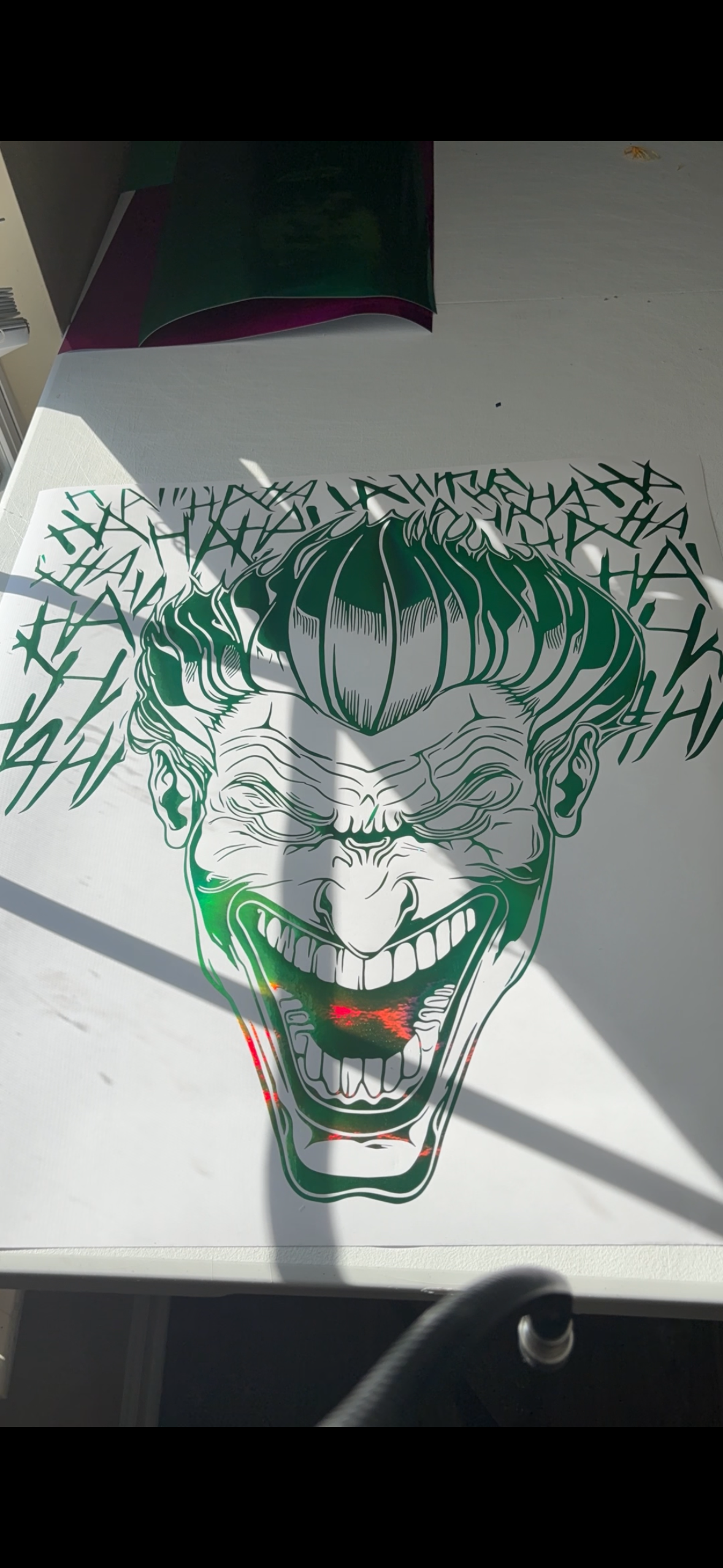 Joker Laughing Car Decal – Evil Joker Villain Vinyl Sticker – Comic Villain Truck Window Decal