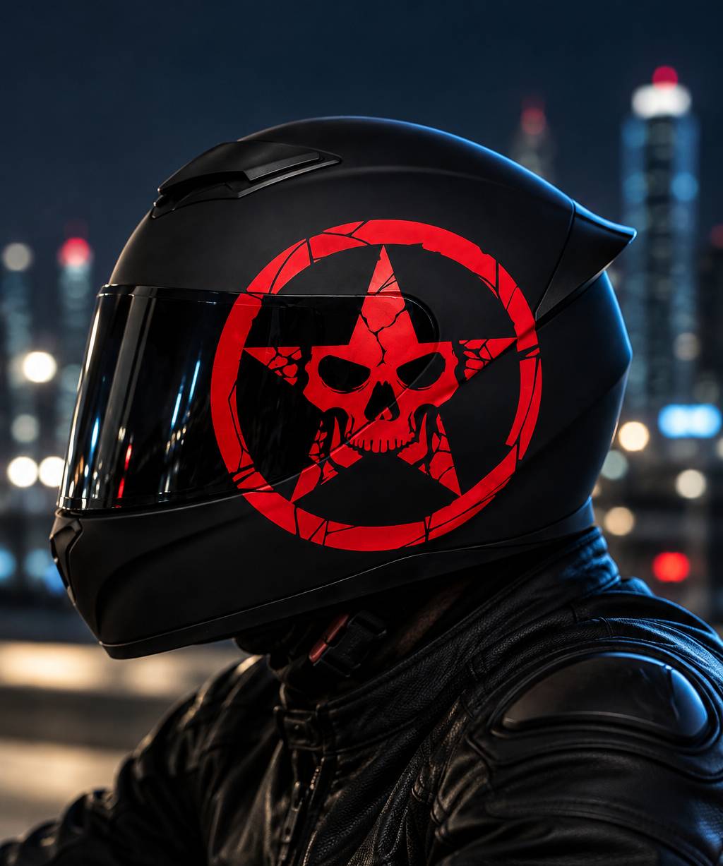 Skull with Star Badge Decal