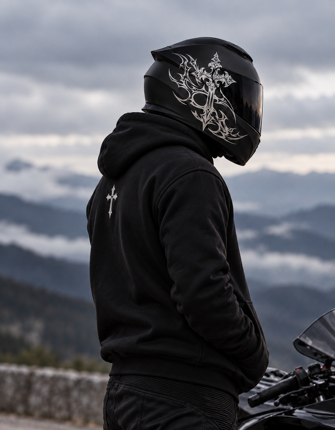Gothic Cross with Pinstripes Decal