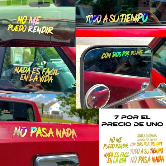 DECAL BUNDLE Dios Por Delante | No Me Puedo Rendir | Todo A Su Tiempo | Nada Es Facil En La Vida | Decals Car Stickers Trucks Calcomanías