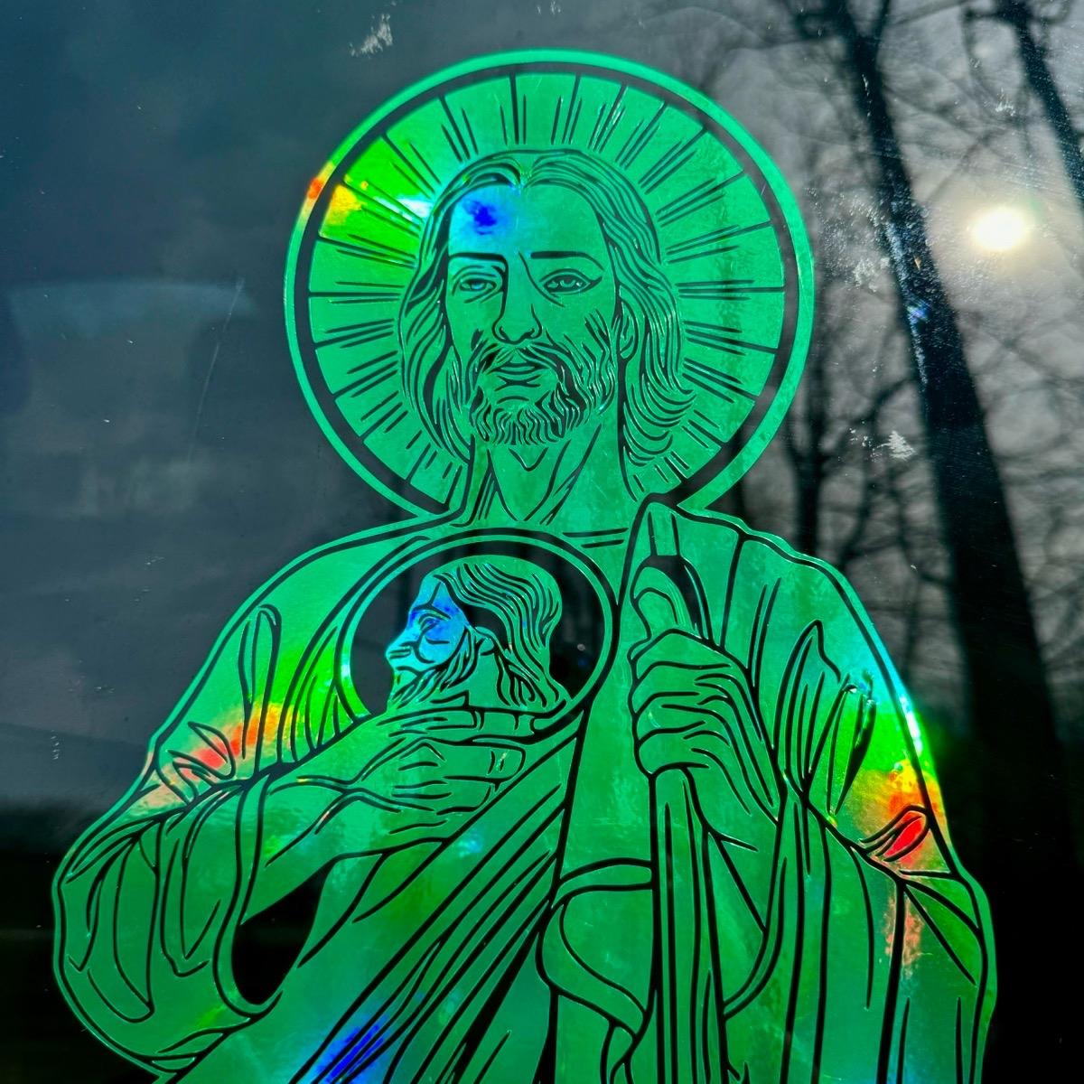 San Judas Tadeo Decal Sticker (For Dark Color Cars/Backgrounds)
