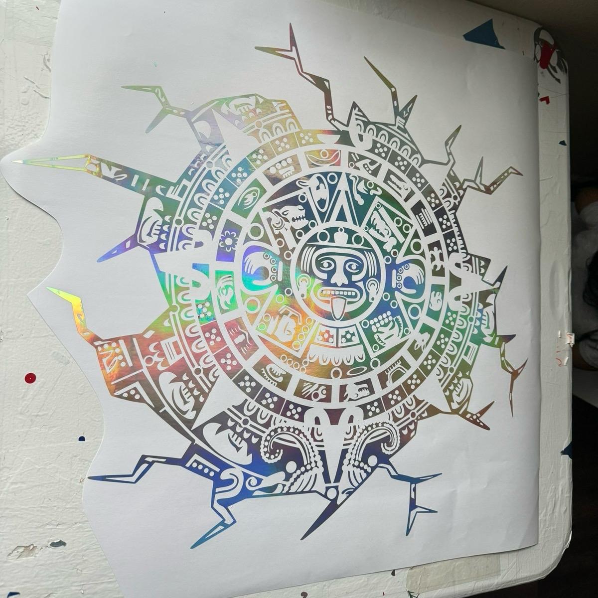 Aztec Sun Calendar Decal